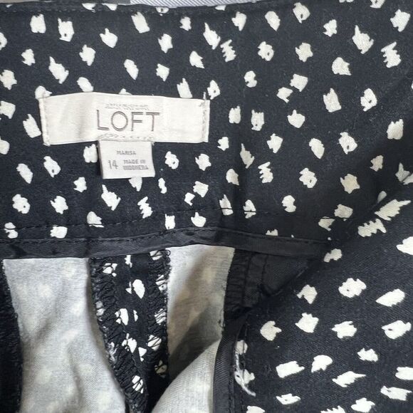 Loft Dress Pants Ankle Marisa Sketched Polka Dots Black & White Structure Sz 14 - Picture 5 of 11
